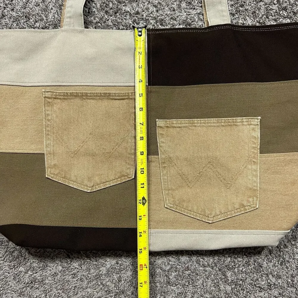 Handmade Bag Patchwork Denim Tote Bag Shoulder Bag Canvas Workwear 15.5x6x15